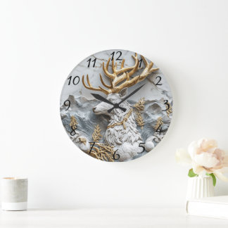 Jolly Reindeer Christmas Fun Large Clock