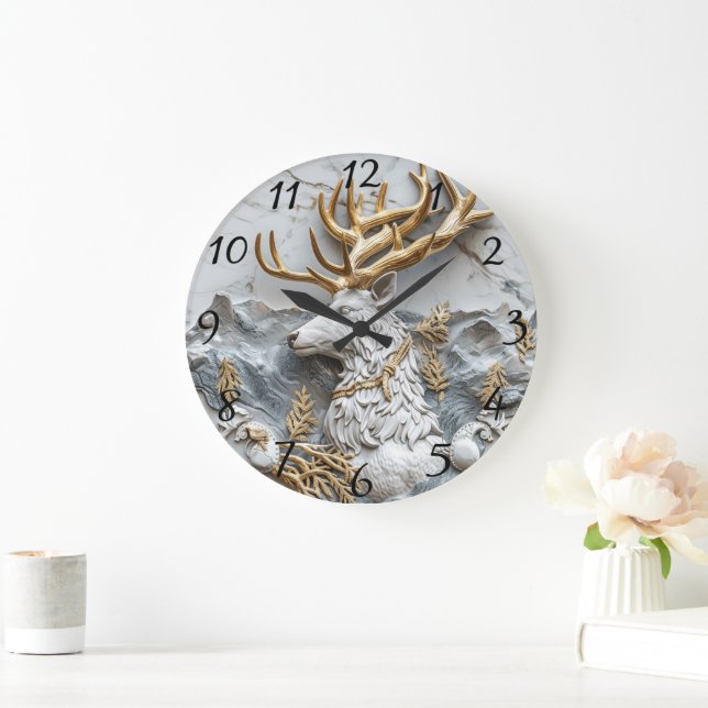 Jolly Reindeer Christmas Fun Large Clock (Home)