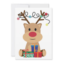 Jolly Reindeer Puppy Holiday Card