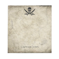 Jolly Roger and Name on Vintage Map
