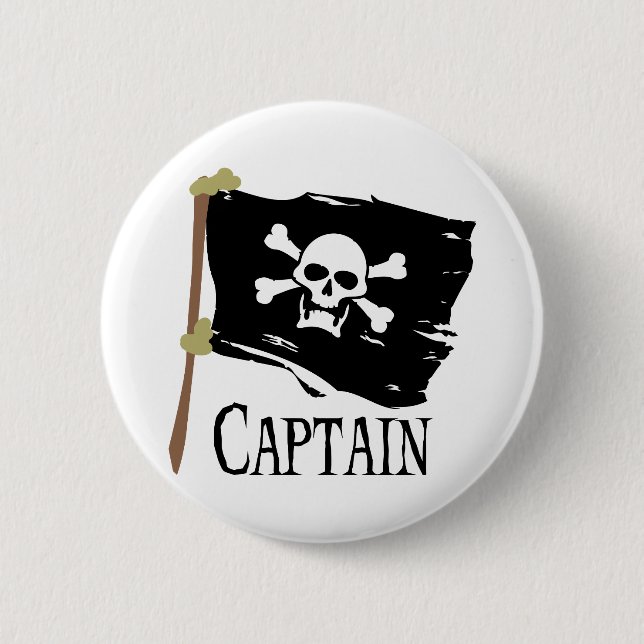 Jolly Roger Captain 2 Inch Round Button (Front)