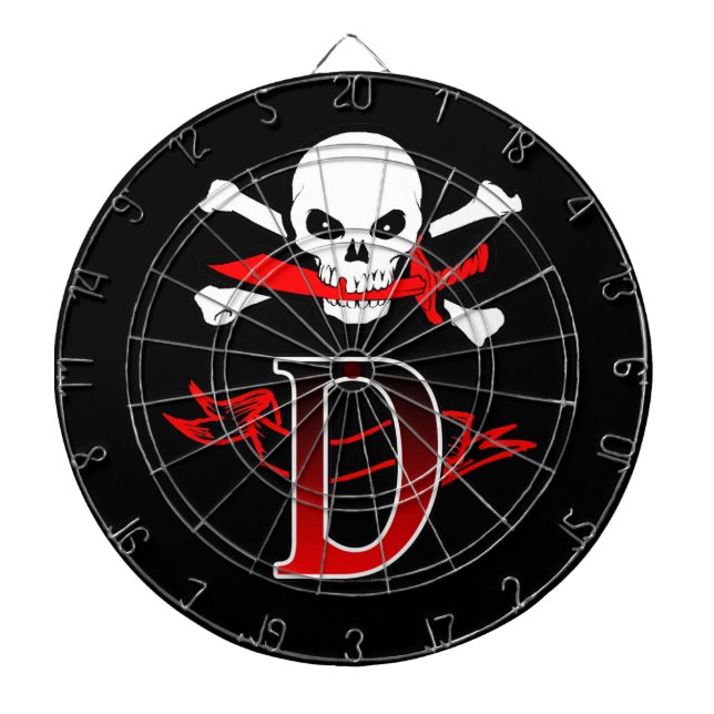 Jolly Roger D Monogram Initial Dartboard (Front)