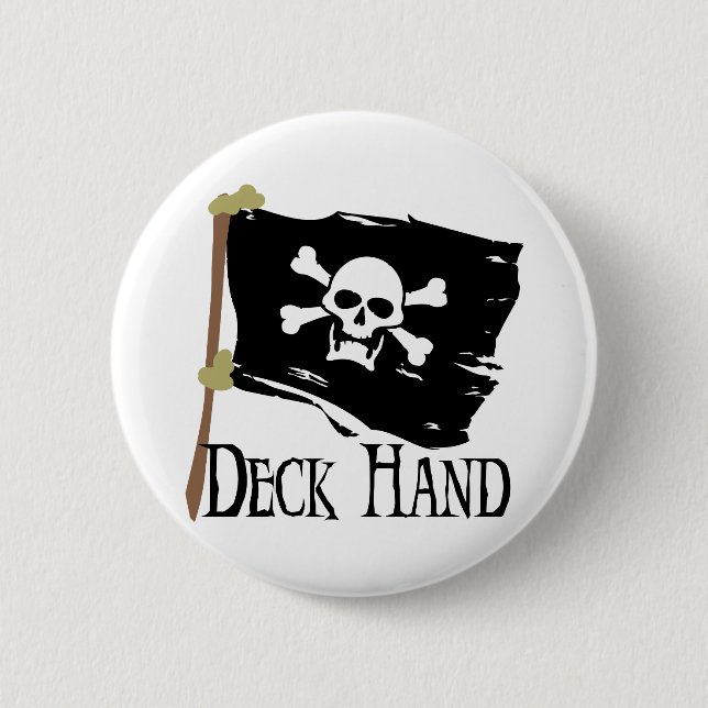 Jolly Roger Deck Hand 2 Inch Round Button (Front)