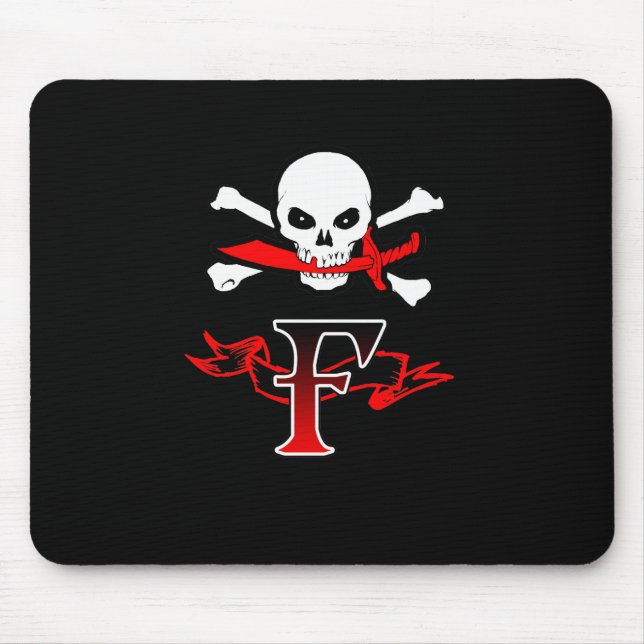 Jolly Roger F Monogram Initial Mouse Pad (Front)