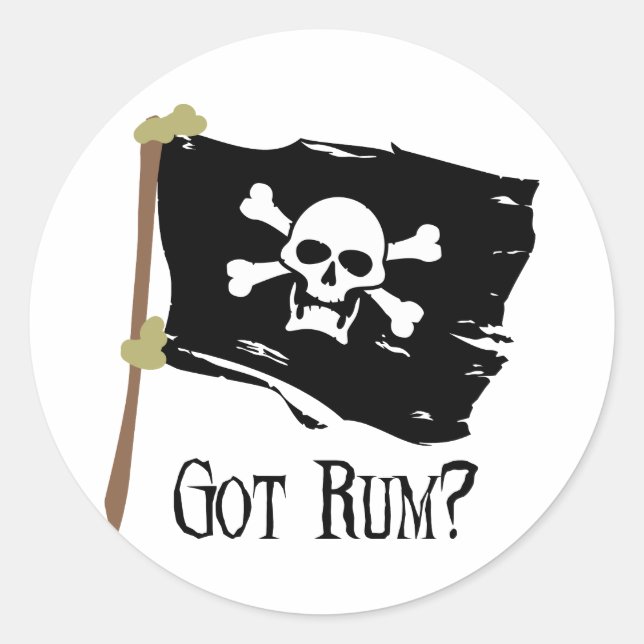 Jolly Roger Got Rum Classic Round Sticker (Front)