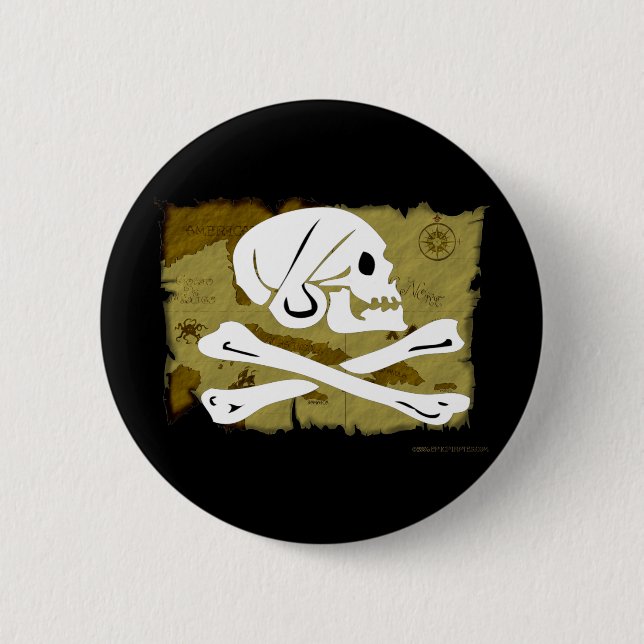 Jolly Roger Map #4 2 Inch Round Button (Front)