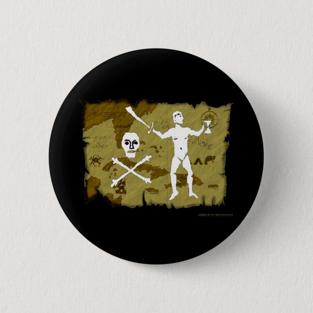 Jolly Roger Map # 5 2 Inch Round Button (Front)