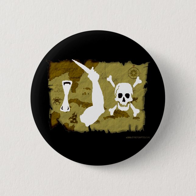Jolly Roger Map #7 2 Inch Round Button (Front)