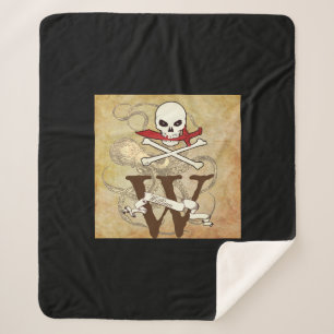 Jolly Roger Monogram Initial Sherpa Blanket