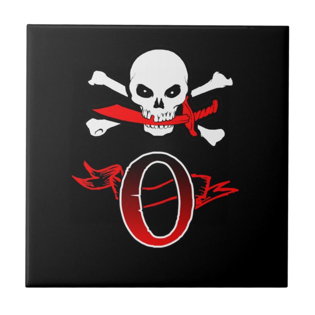 Jolly Roger O Monogram Initial Tile (Front)