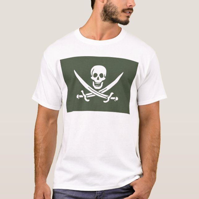 Jolly Roger of Calico Jack Rackham (Green) T-Shirt (Front)
