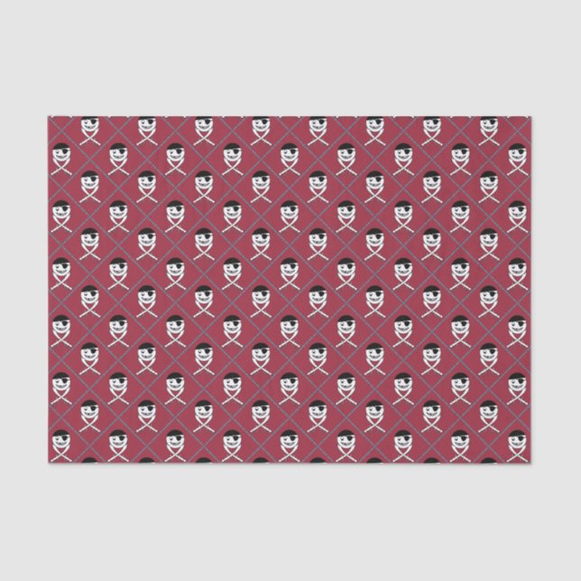 Jolly Roger on Red Background with Turquoise Tissue Paper (Front)