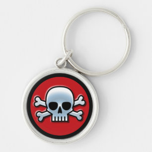 Jolly Roger on Red Keychain
