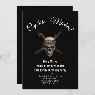 Jolly roger pirate anniversaire invitations