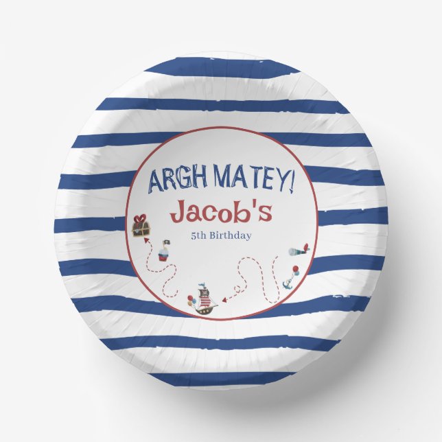 Jolly Roger Pirate Birthday Party  Paper Plate (Front)