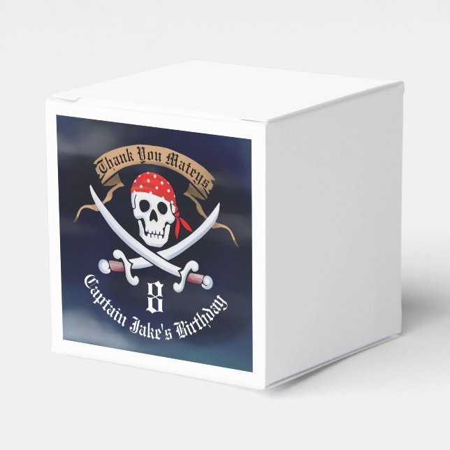 Jolly Roger Pirate Birthday Party Photo Favor Box (Front Side)