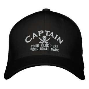 Jolly roger pirate captains fun sailing embroidered hat