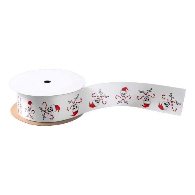 Jolly Roger Pirate Christmas Ribbon Satin Ribbon (Spool)