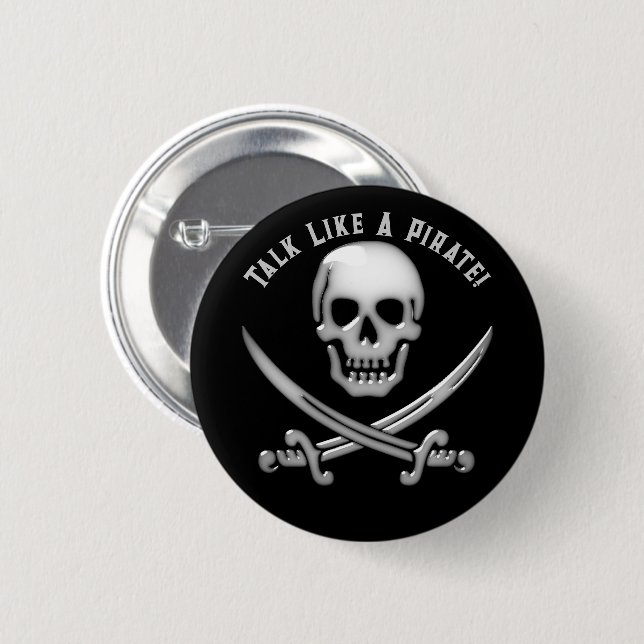 Jolly Roger Pirate Day 2 Inch Round Button (Front & Back)