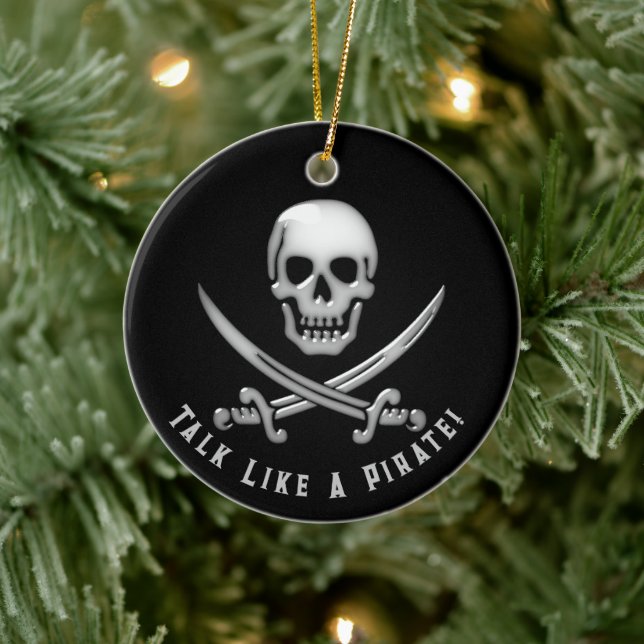 Jolly Roger Pirate Day Ceramic Ornament (Tree)