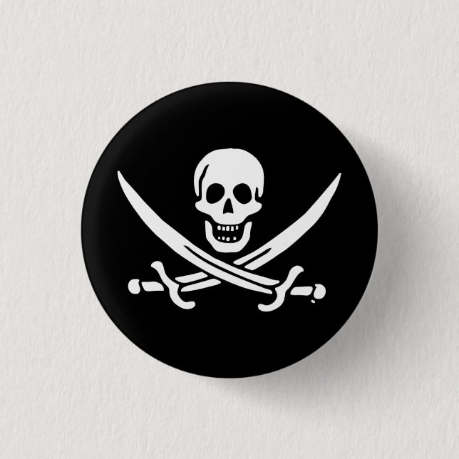 Jolly roger pirate flag 1 inch round button (Front)