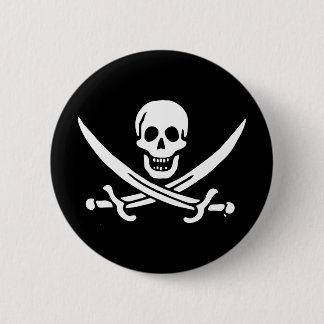 Jolly roger pirate flag 2 inch round button