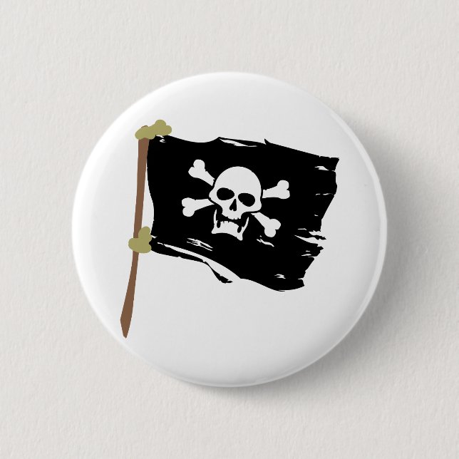 Jolly Roger Pirate Flag 2 Inch Round Button (Front)