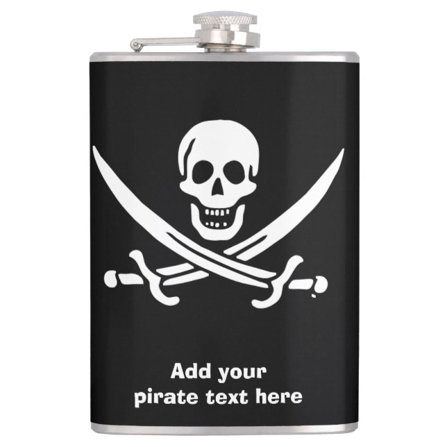 Jolly roger pirate flag hip flask (Front)