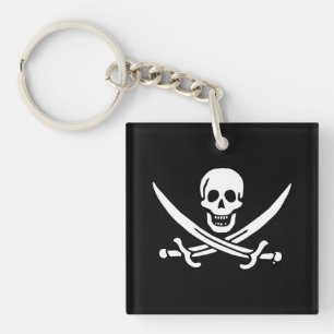 Jolly roger pirate flag keychain