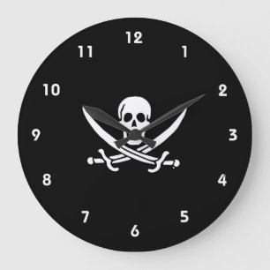 Jolly roger pirate flag large clock