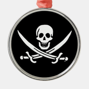 Jolly roger pirate flag metal ornament