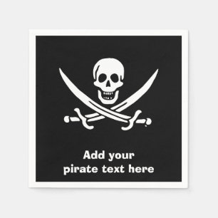 Jolly roger pirate flag napkin