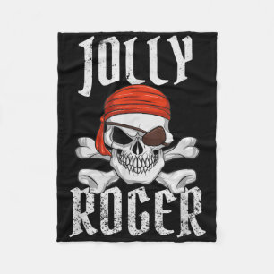 Jolly Roger Pirate Halloween Skull And Crossbones Fleece Blanket