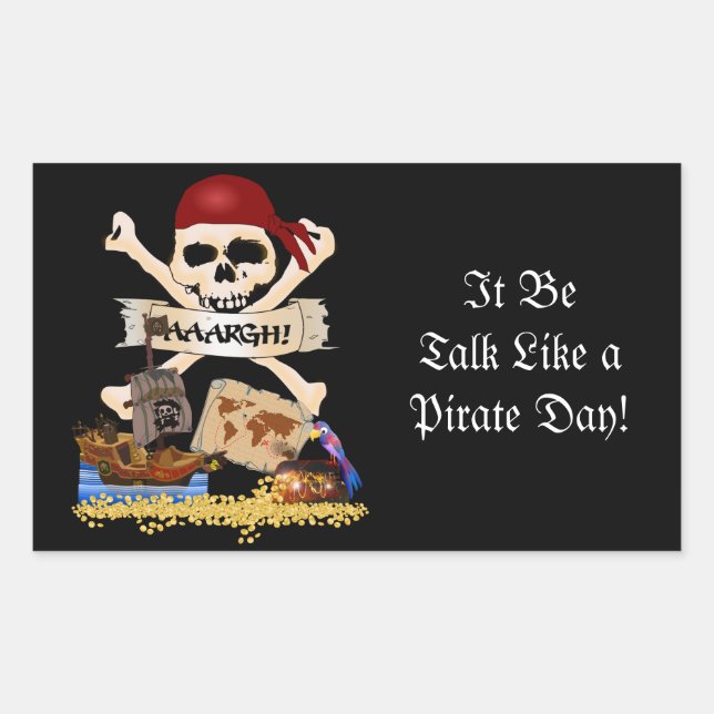 Jolly Roger, Pirate Ship & Pirate's Chest Sticker (Front)