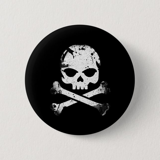 Jolly Roger Pirate Skull And Crossbones Flag Hallo 2 Inch Round Button (Front)