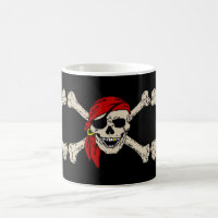 Jolly Roger Pirate Skull Bones Red Bandanna