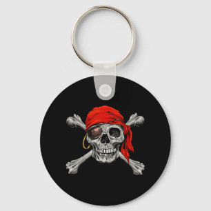 Jolly Roger Pirate Skull Crossbones Halloween Cost Keychain