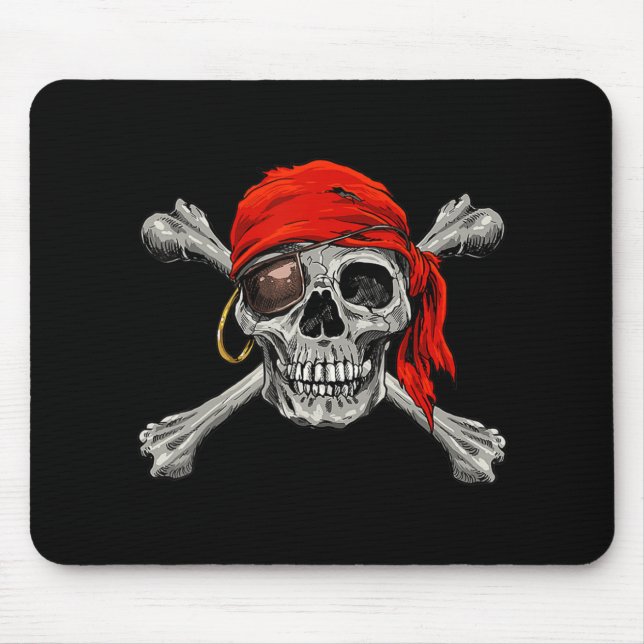 Jolly Roger Pirate Skull Crossbones Halloween Cost Mouse Pad (Front)