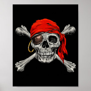 Jolly Roger Pirate Skull Crossbones Halloween Cost Poster