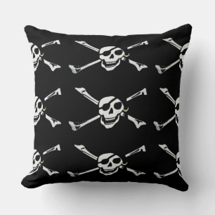 Jolly Roger Pirate Skull Pattern Throw Pillow