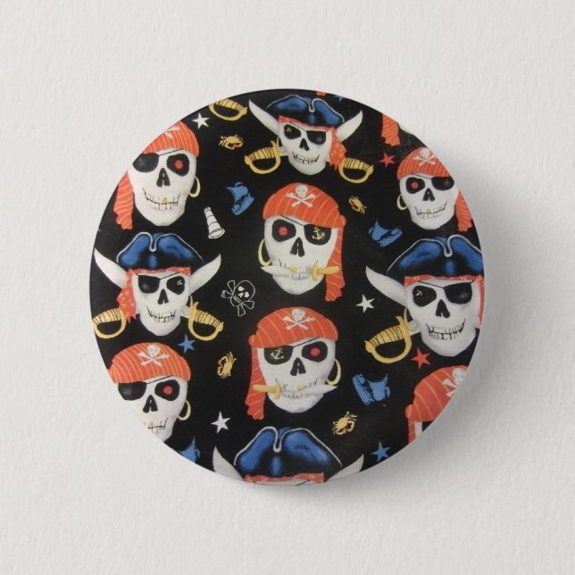 Jolly Roger Pirate Skulls 2 Inch Round Button (Front)