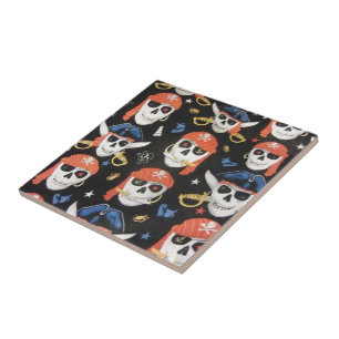 Jolly Roger Pirate Skulls Tile