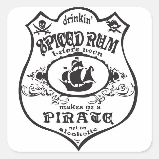 Jolly Roger Pirate Square Sticker (Front)