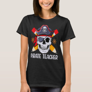 Jolly Roger Pirate teacher Halloween Skull Men Wom T-Shirt