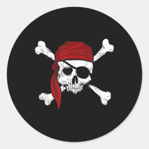 Jolly Roger Pirate Tee Fun Pirates Skull And Cross Classic Round Sticker
