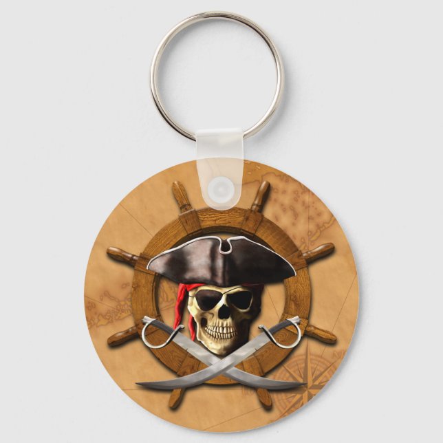 Jolly Roger Pirate Wheel Keychain (Front)