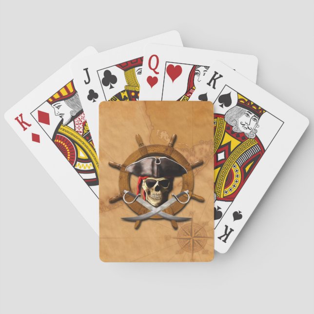 Jolly Roger Pirate Wheel Playing Cards (Back)