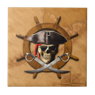 Jolly Roger Pirate Wheel Tile