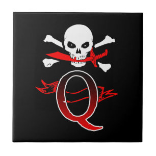 Jolly Roger Q Monogram Initial Tile