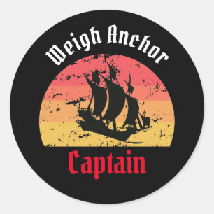 Jolly Roger Ship Sunset  Classic Round Sticker